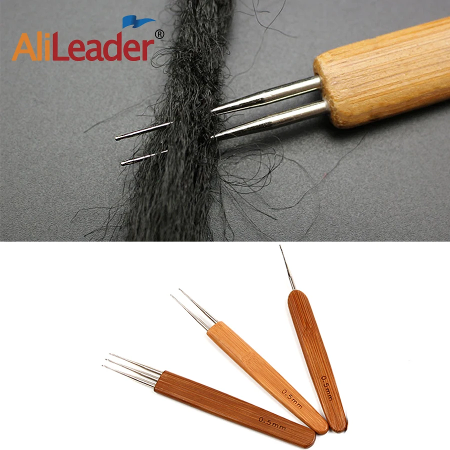 

Alileader 3Pcs 1/2/3 Hook 0.5Mm Dreadlock Tool Bamboo Weaving Needle Wig Making Kit Needle Loop For Crochet Braids Wig Tools