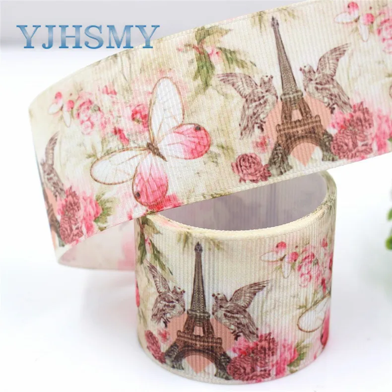 I-181110-240 YJHSMY I-181110-240, 10 ярдов/партия, 38 мм ленты с цветами бабочки Термотрансферная печать grosgrain, подарочная упаковка своими руками материалы - Цвет: I-181110-240