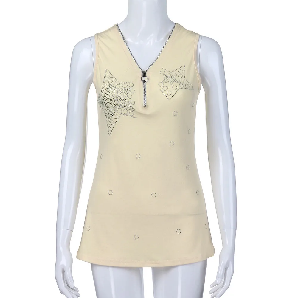 Женский топ на бретелях, повседневный Однотонный женский жилет на молнии, без рукавов, майка, блузка, пуловер, топы, рубашка, Camiseta, тянущаяся женская одежда# LL
