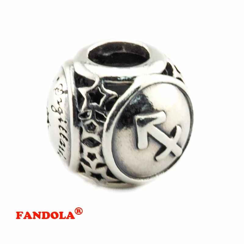 DIY Подходит для Pandora Браслеты Стрелец звезда знак бусины 100% Серебро 925 пробы