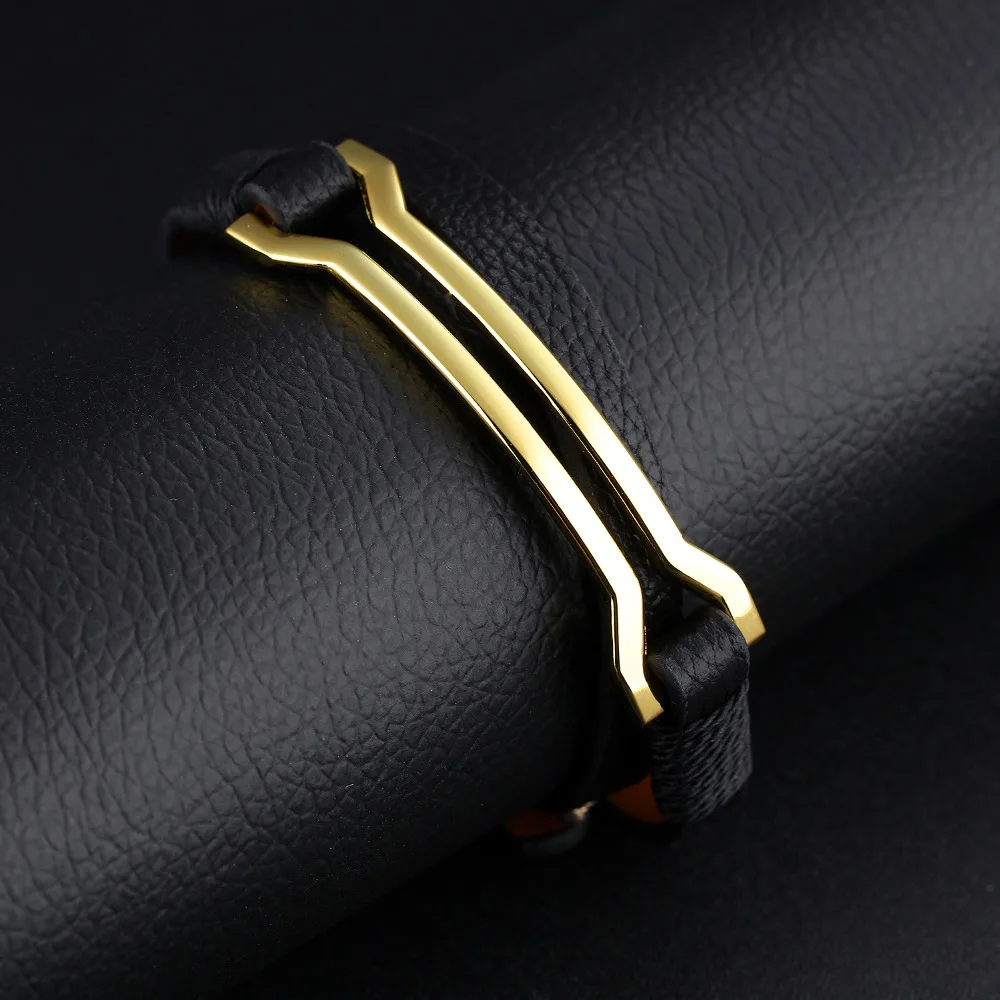 7SEAS Women Lady Men Adjustab Multilayer Bracelets Bangles Rock Cowhide Leather Metal Bars Fashion Jewelry Gift 7S1119 | Украшения и