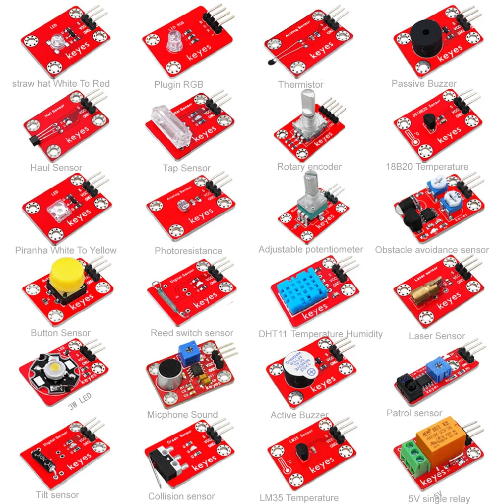 

KEYES 24 in 1 Sensor Learning Kits Electronic Building Block Module Compatible For Arduino UNO R3