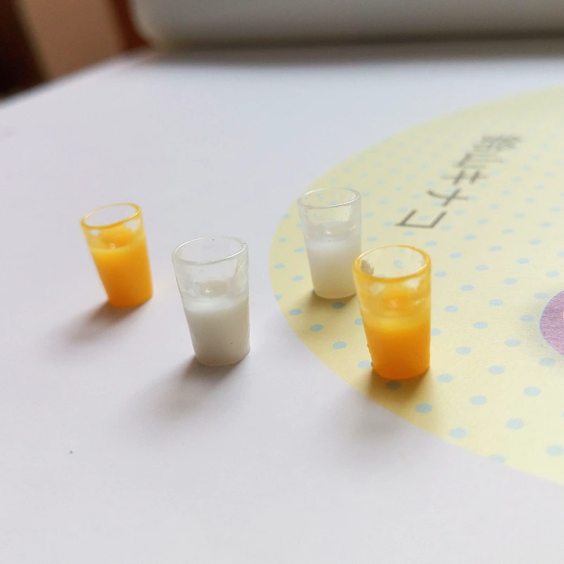 Tanduzi 4pcs Kawaii Resin Simulation Food Mini Mango Juice Milk Cup DIY 1:12 Dollhouse Miniature Decoration Crafts | Дом и сад