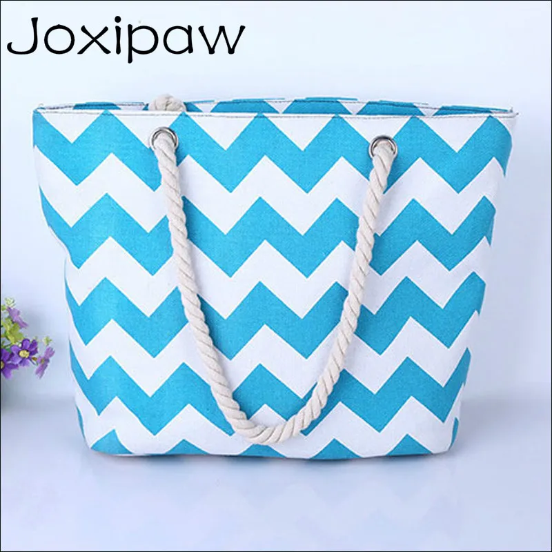

Women Beach Bag Hemp Rope Bags For Women Simple Cnvas Woman Crossbody Bag Wave Stripes Casual Ladies Bags Practical Joxipaw