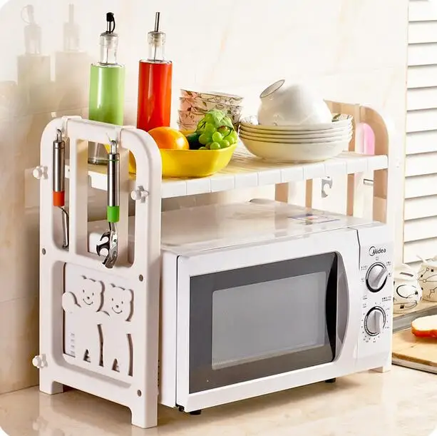 Multi-purpose Microwave Shelf Plastic Double Layer Oven Storage Rack Spice Seasoning Organizer | Дом и сад