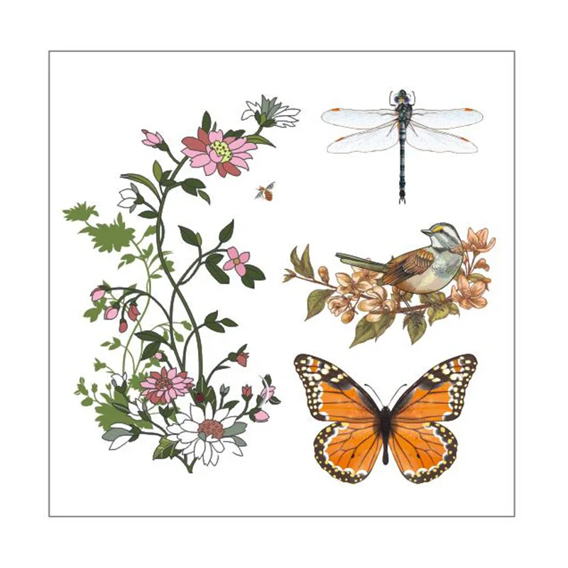 Прозрачный штамп с цветочной лозой и бабочкой для рукоделия