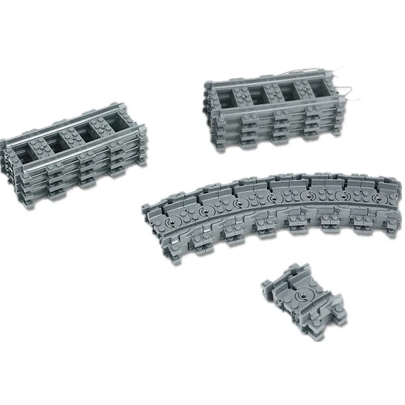 

City Trains Rail Tracks Straight Curved Furcal Soft Bricks DIY Building Blocks Train Parts Educational Toys for Children