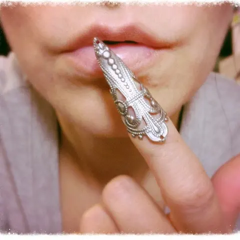 Посеребренное Филигранное кольцо для ногтей ювелирные изделия панк кольцо для женщин с коробкой LQ0041