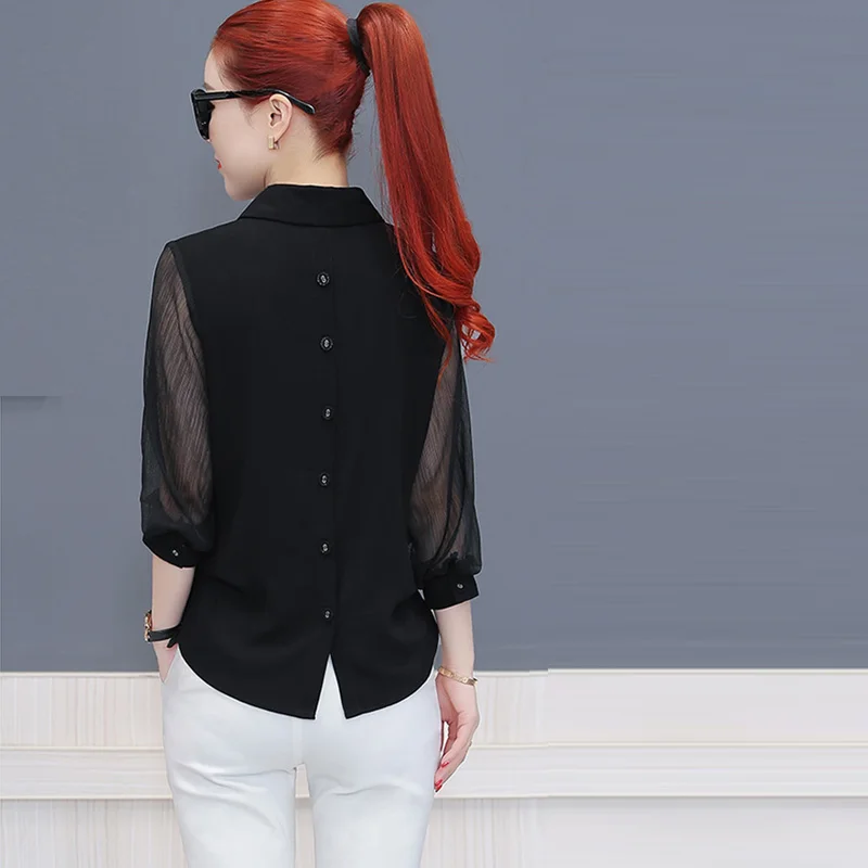 Рубашка женская весенняя с длинным рукавом из шифона 2018|Блузки| |