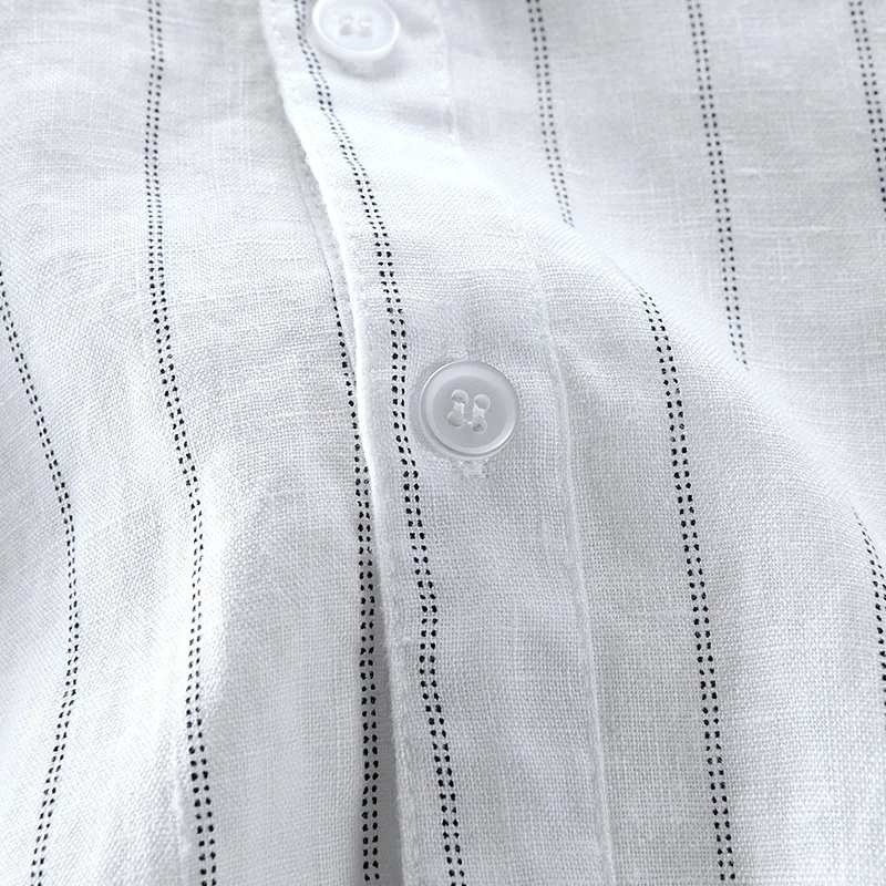 Рубашка Мужская льняная в полоску с рукавом до локтя|camisas para hombre|shirt men stripedlinen shirts |