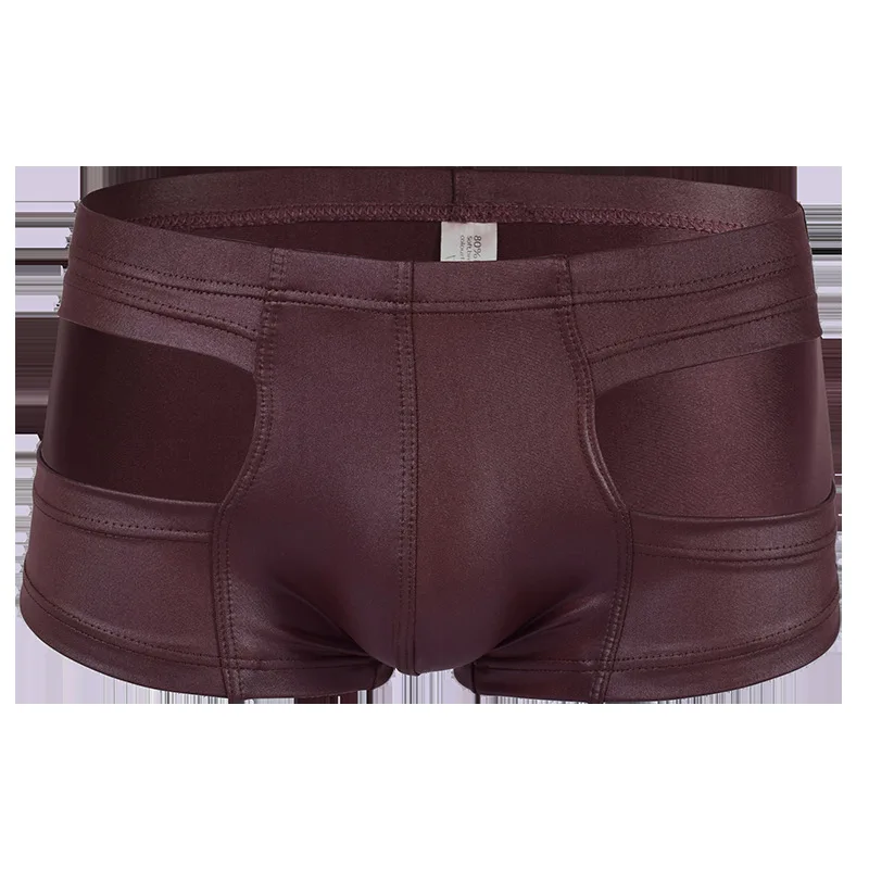 Сексуальный мужской u образный выпуклый чехол блестящий из искусственной кожи