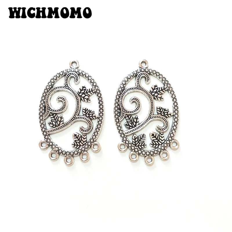

2021 Fashion 45mm 8pieces/bag Zinc Alloy Oval Porous Connector Charms Linker for DIY Necklace Earring Jewelry Accessories