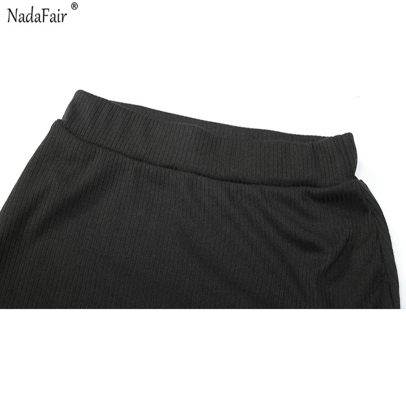 Nadafair, высокая талия, обёрточная бумага, черные, белые, сексуальные, Облегающие юбки, для женщин, Новое поступление, повседневные, в рубчик, тонкие, трикотажные, карандаш, миди юбки