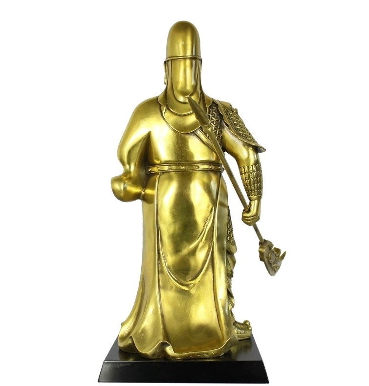 Китайская латунная медная Изысканная лоялизм guan Gong Yu God Warrior hold меч статуя | Дом и