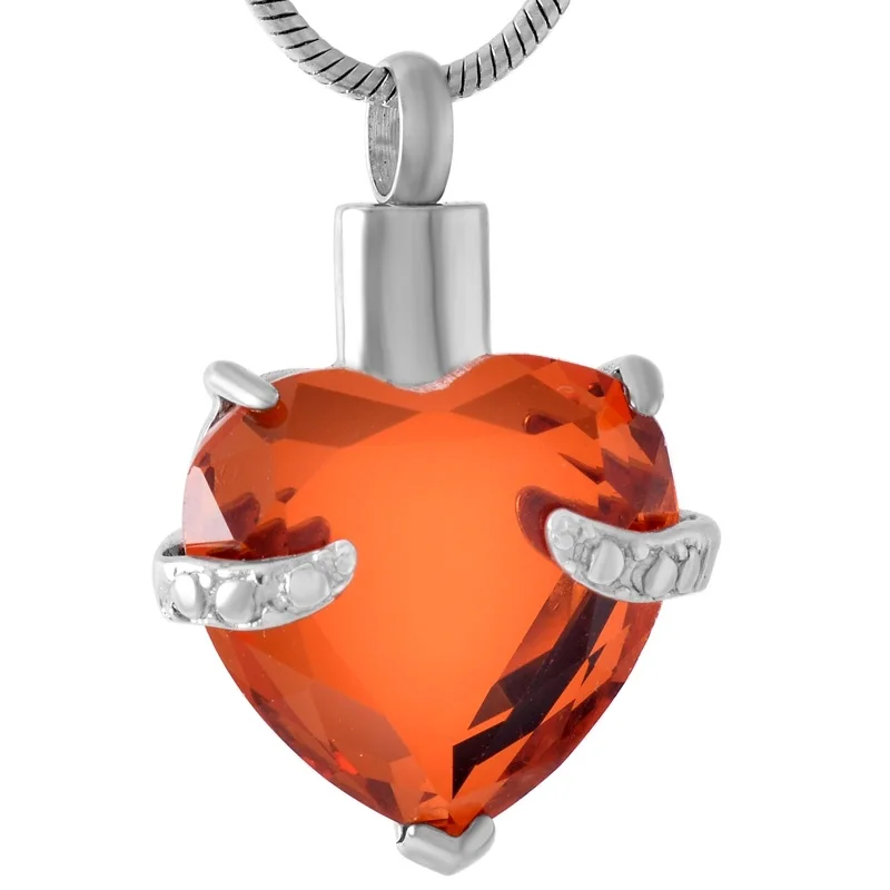 IJD8072 памятное ожерелье из нержавеющей стали с разноцветным хрустальным сердцем