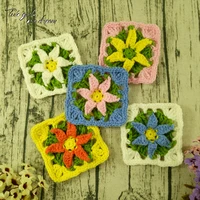 20pcs square handmade crochet doilies table mats pad crochet lily flowers clothes patch accessory photography props coaster 11cm