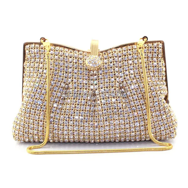 

Luxury Golden Color crystal stone evening bag ladies clutch bag