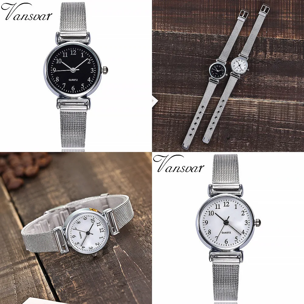 Vansvar повседневные кварцевые часы из нержавеющей стали мраморный ремешок