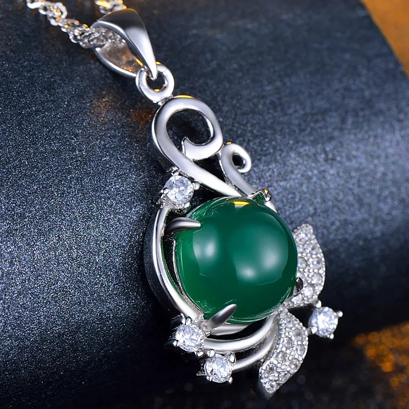 M&ampW JEWELRY 2017 Charms Pendant 925 sterling silve for women Necklace Four Leaves Green Natural Plant Specimens Clavicle | Украшения и