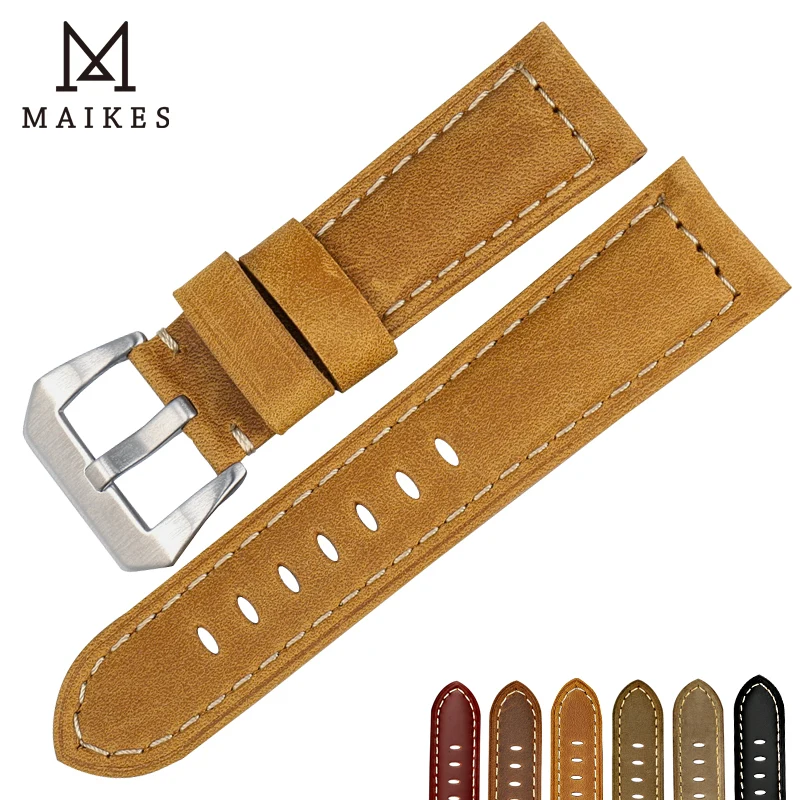 Новый ремешок для часов MAIKES 22 24 26 мм аксессуары винтажный из натуральной кожи samsung