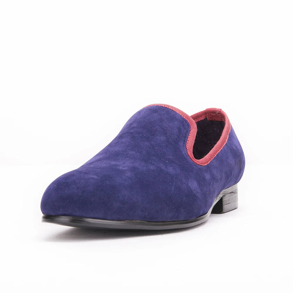 Мужские высококачественные синие и фиолетовые бархатные туфли в британском