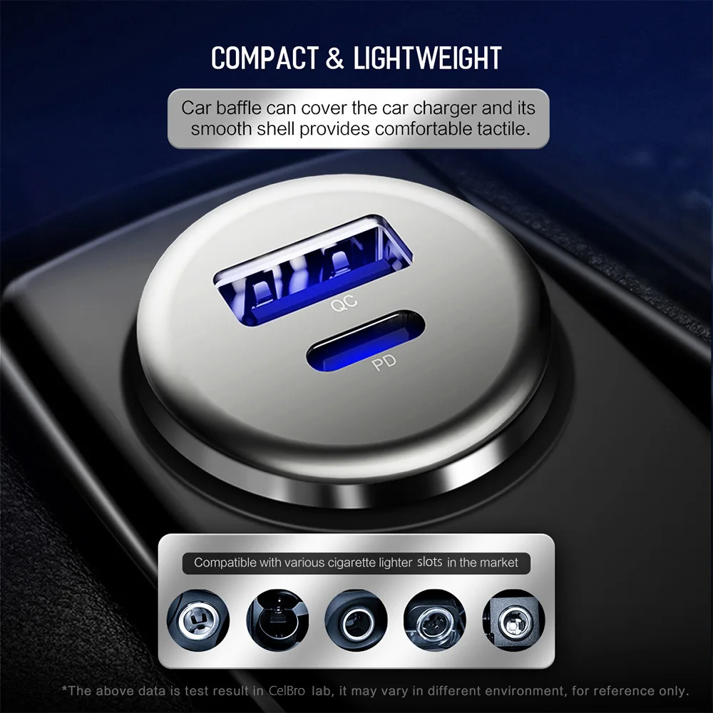 Автомобильное зарядное устройство с мини USB 30 Вт PD для iPhone XS Max XR 8 быстрая зарядка