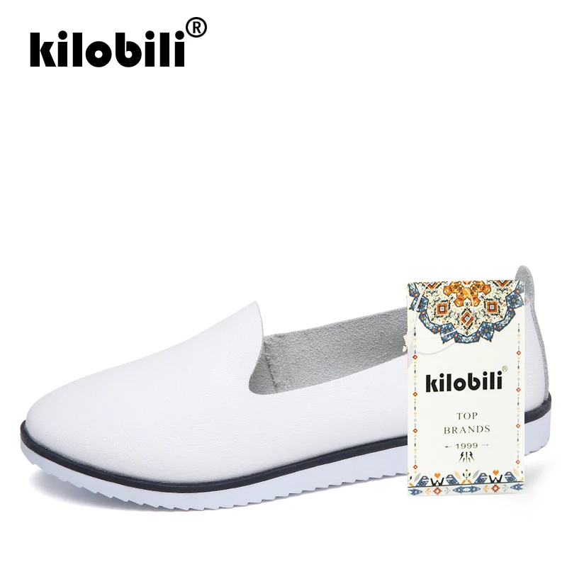 Kilobili/2018 г. Осенняя женская обувь на плоской подошве кроссовки из натуральной кожи