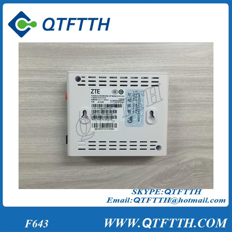 Оригинальный ZTE GPON ONU один Порты и разъёмы оптический сетевой терминал ZXA10 f643
