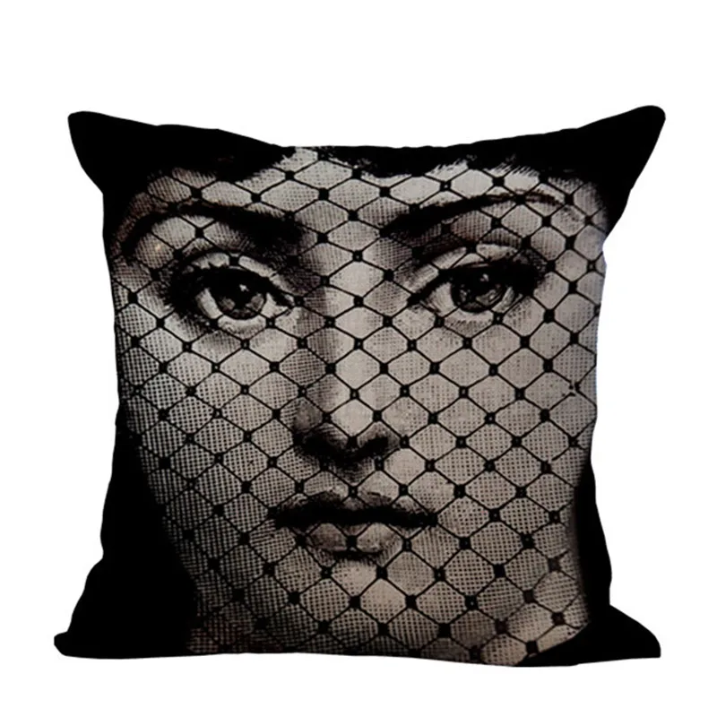 Модный высококачественный Ретро Чехол для подушки с красными губами Fornasetti, мимикой, декоративным рисунком, наволочка для дивана, домашний декор