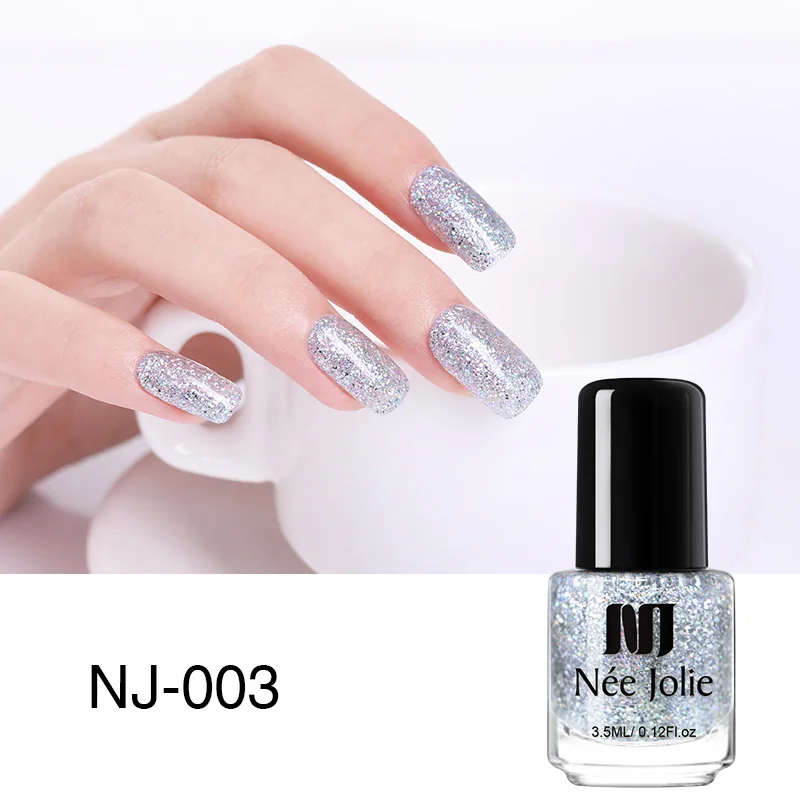 glitter-nj003 NEE JOLIE 3,5 мл голографический лак для ногтей сверкающий Блестящий лак Быстросохнущий лак для дизайна ногтей DIY маникюр лак для ногтей украшения - Цвет: glitter-nj003