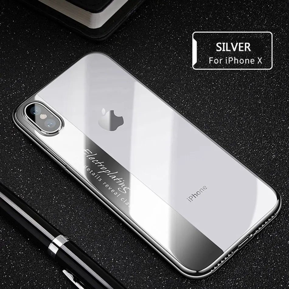 KISSCASE Мягкий ТПУ покрытие чехол для iPhone X 6 6S 7 8 Plus Роскошный прозрачный силиконовый