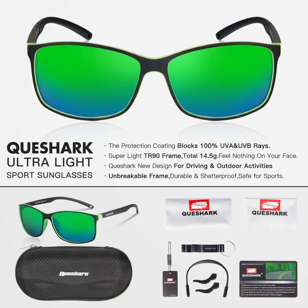 BG Легкие поляризационные солнцезащитные очки QUESHARK для рыбалки Uv400 TR90, оправа для рыбаков, Походов, Кемпинга, катания на лыжах, спортивные очки для рыбалки - Цвет: BG