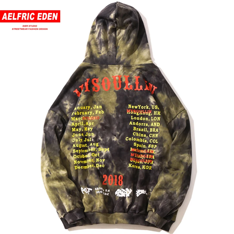 Aelfric Eden Tie Dye толстовки с буквенным принтом повседневные мужские пуловеры уличная