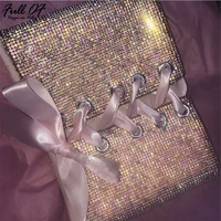 sexy metal crystal diamond women bandage crop tops luxury party nightclub halter camisole bralette glitter sequins tank top 2021
