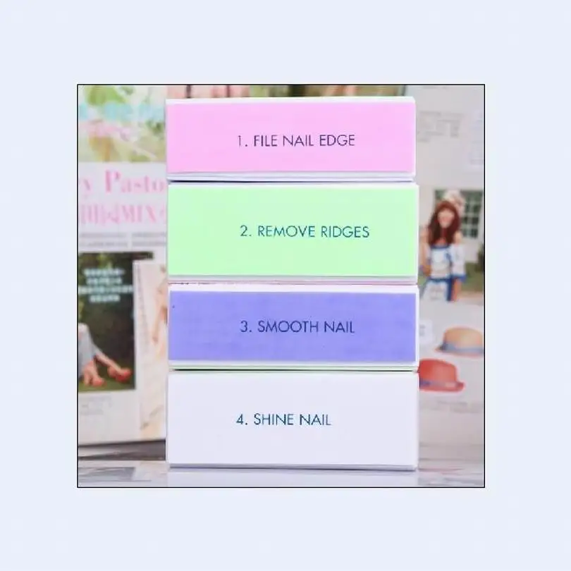 

Wholesale Beauty nail salon series 4sides nail art sanding block buffer sponge emery board for nail tips polishing compound foam