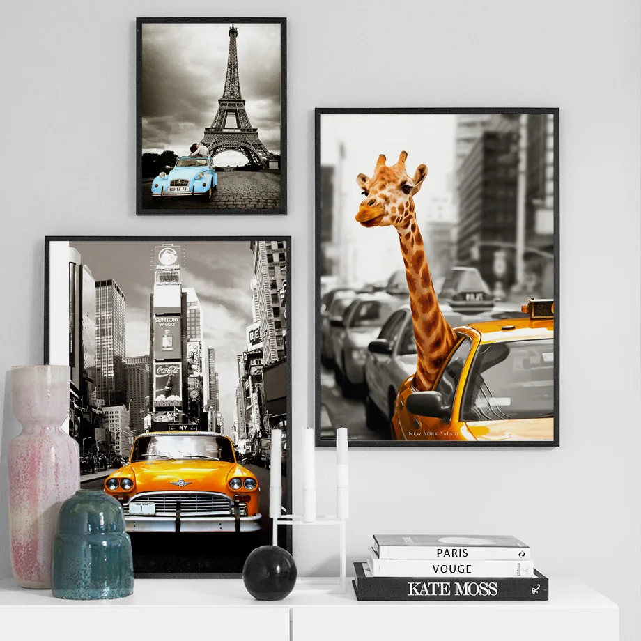 

Giraffe Paris Tower New York Landscape Wall Art Canvas Painting Nordic Posters And Prints Wall Pictures For Living Room Decor