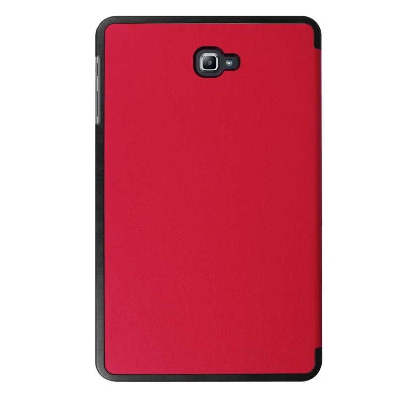 Красный Тонкий Магнитный 3 складной Флип PU чехол для samsung Galaxy Tab A a6 10,1 T580 T585 SM-T580N T585N Кожаный Чехол+ пленка+ ручка - Цвет: Красный