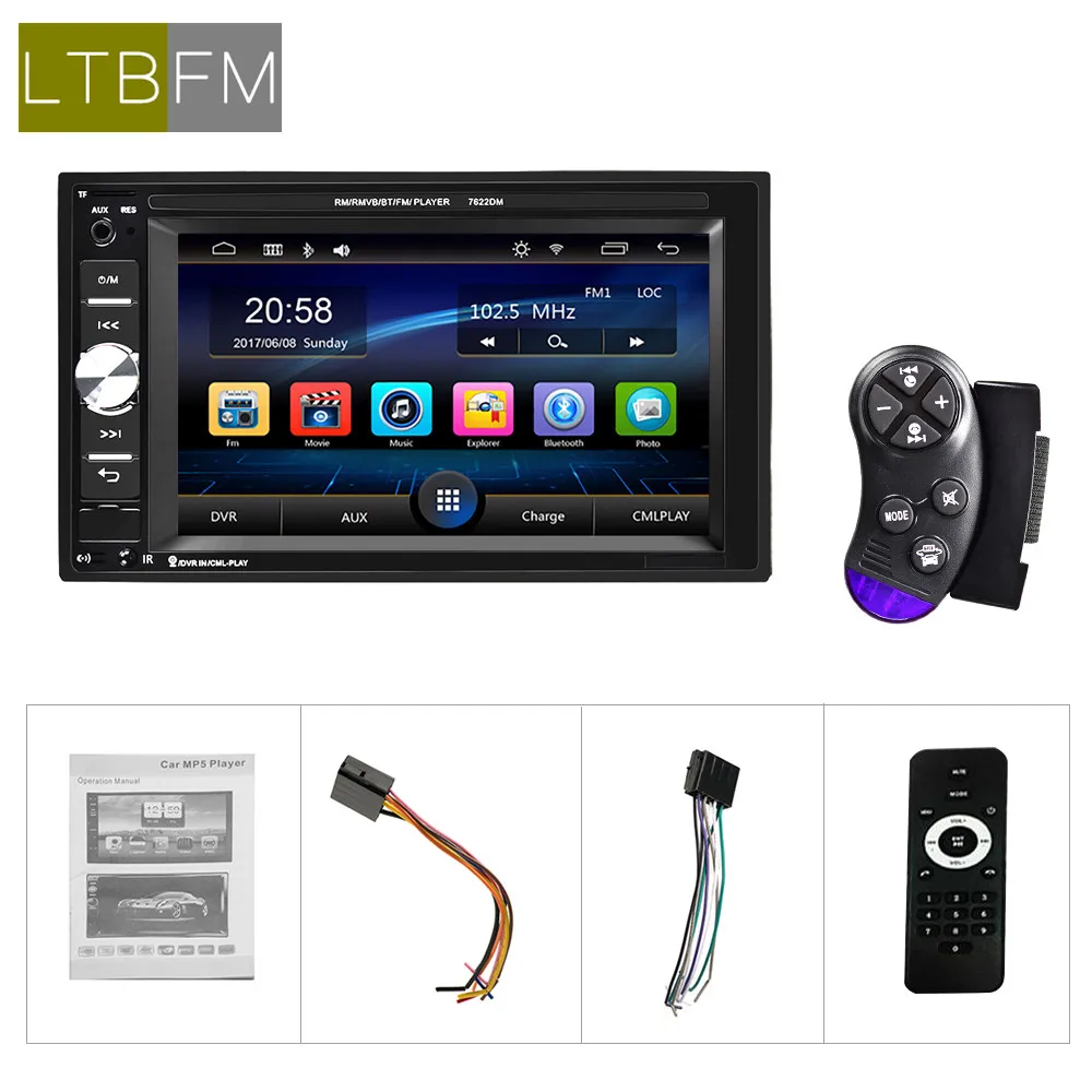 LTBFM 2 din радио автомагнитола сенсорный экран 6,2 дюймов аудио стерео 2DIN S Bluetooth AUX в USB TF MP5 плеер зеркало задней камеры ссылка