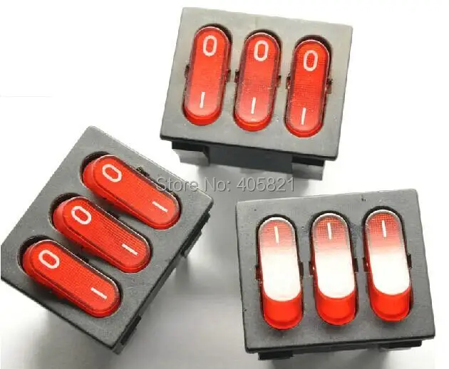 

9pins illuminated Triple rocker switch with light power switch