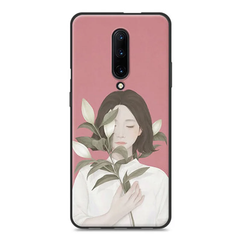 Чехол Fundas для Oneplus 7 pro мягкий силиконовый чехол телефона с цветком девочек 1 +