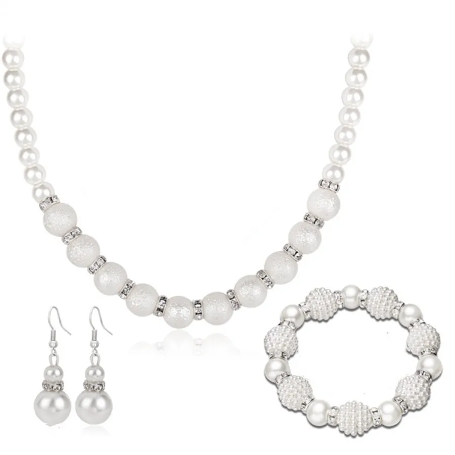 2018 Bridesmaid Pearl Jewelry Sets Necklace Earrings Bracelet Per Set Dubai for Wedding Free Gifts | Украшения и аксессуары