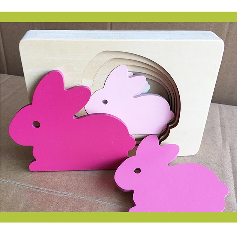 Многослойный пазл Детские деревянные игрушки животные картонный