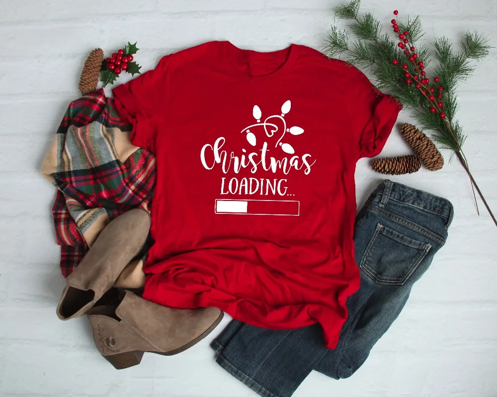 

Christmas Loading Forest red Shirt Funny women Unisex Merry Christmas t-shirt casual cotton aesthetic tumblr tee gift quote tops