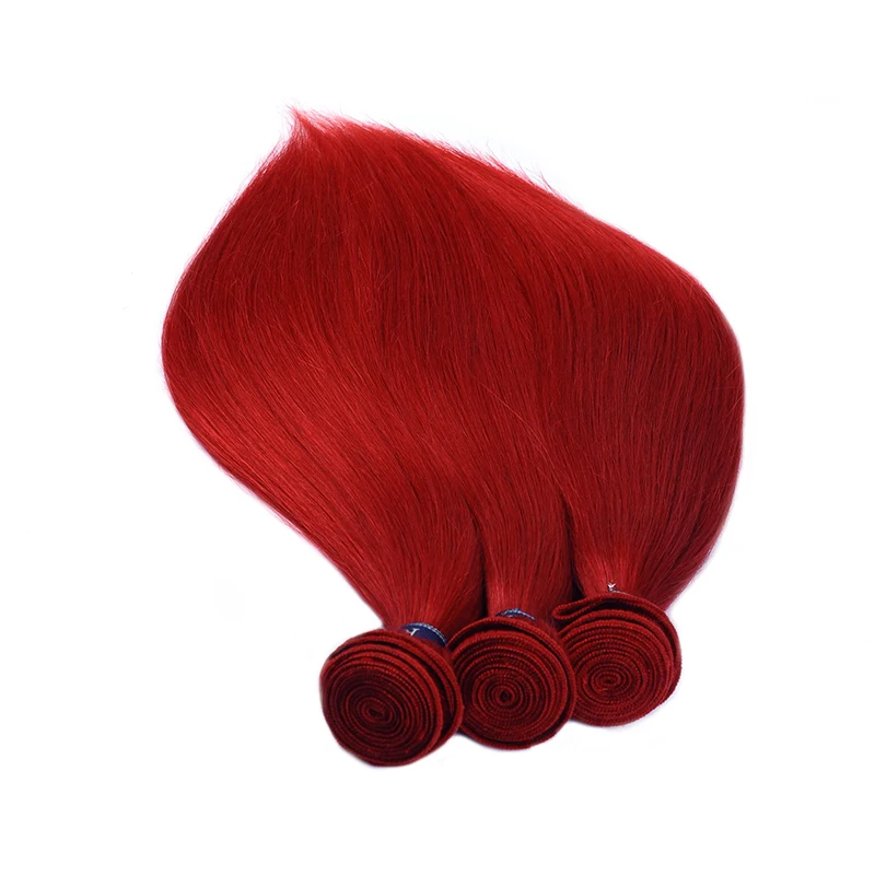Burgundy Bundles With Closure Colored Red 99J Indian Straight Hair Remy Human 3 Thick Remyblue | Шиньоны и парики