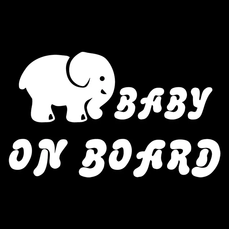 YJZT 16.6X9.8CM Elephant BABY ON BOARD Cute Cartoon Car Sticker Fashion Vinyl Decal Accessories C25-0225 | Автомобили и мотоциклы