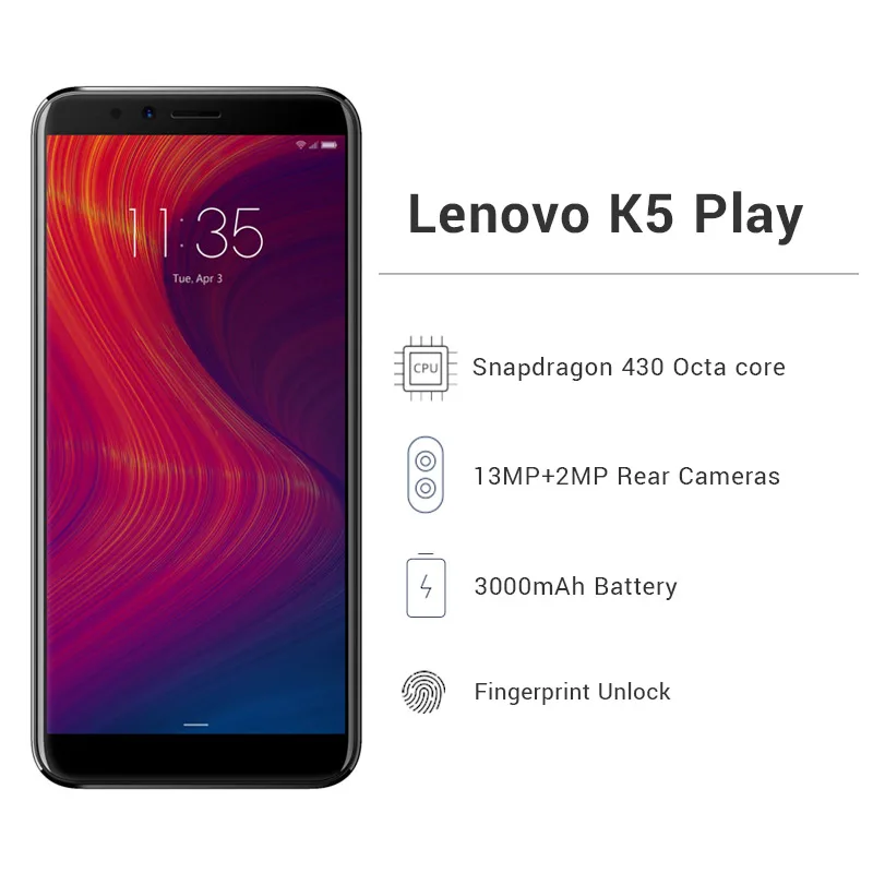 Глобальная версия Lenovo K5 Play 3 Гб ОЗУ 32 ПЗУ восьмиядерный смартфон Snapdragon 430 5 7 дюймов