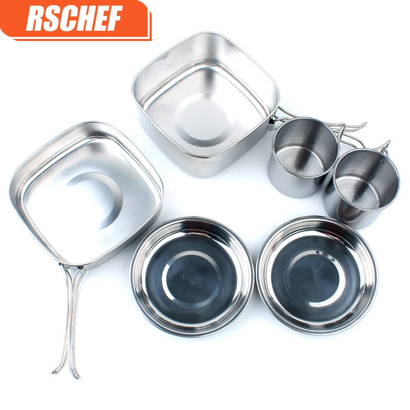 RSCHEF кухонная посуда из нержавеющей стали открытый 6 шт. горшок для кемпинга