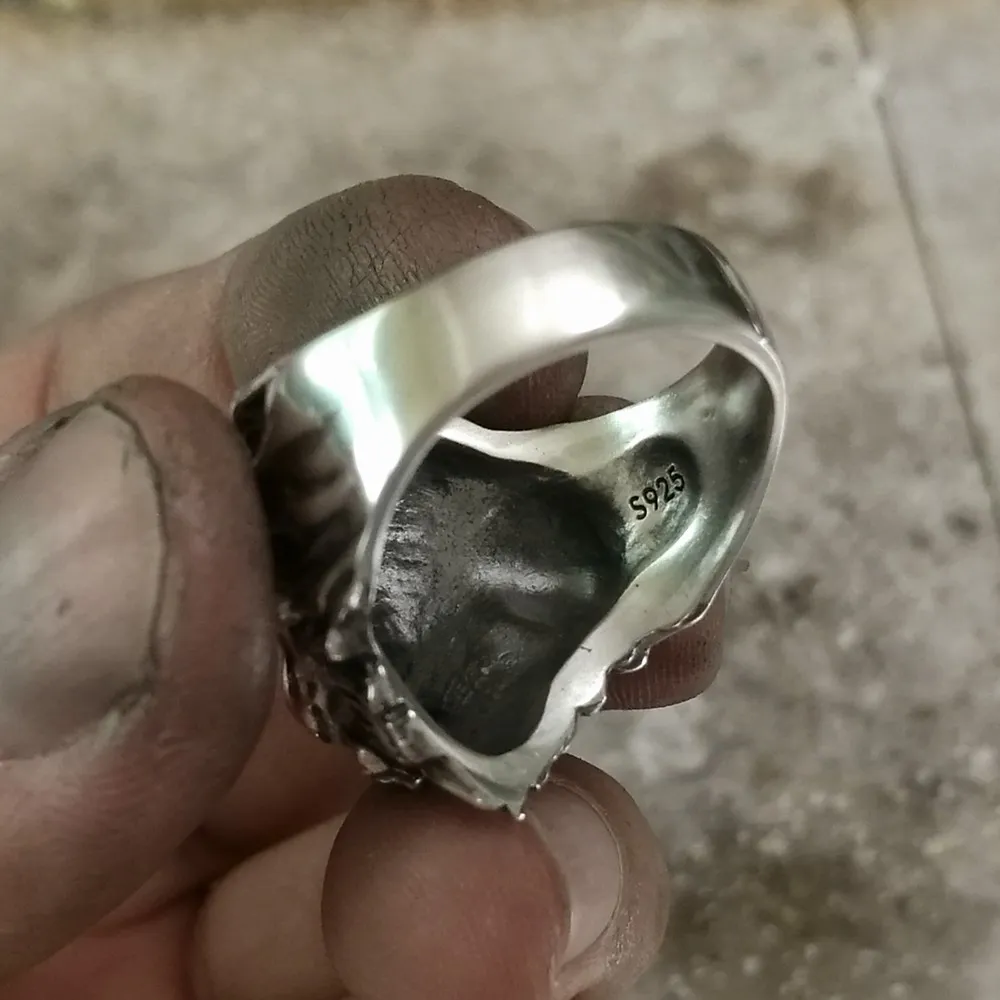 LINSION 925 пробы Серебряное Кольцо Король льва с высокой детализацией мужское байкерское панк кольцо TA109 Размер США 7~ 15