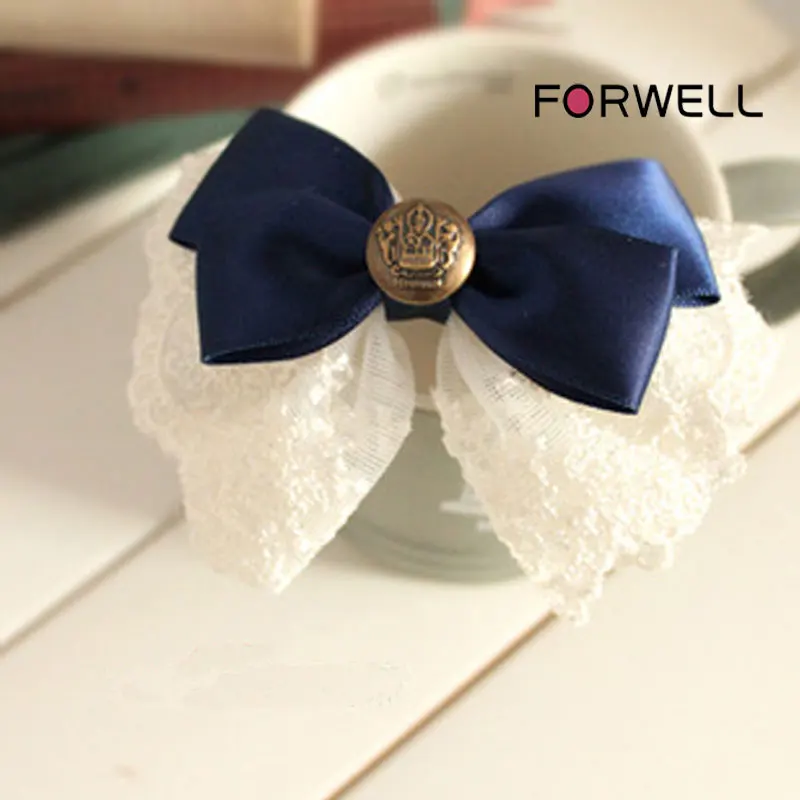Fish head clip FORWELL, заколка для волос для девочек, свадебные аксессуары для волос, красивый голубой атлас, белое кружево, большой бант, тиара для волос, украшение в виде цветка для невесты - Цвет: Fish head clip