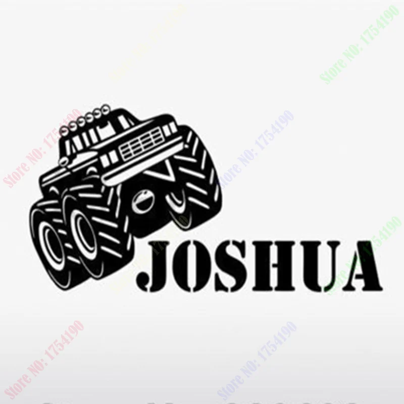 

Free Shipping Wholesale Monster Truck Personalised Any Name Kids Bedroom Wall Sticker Children Vinyl Decal Home Decor
